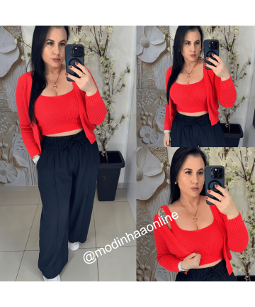 Conjunto Cardigan Alicia Laranja